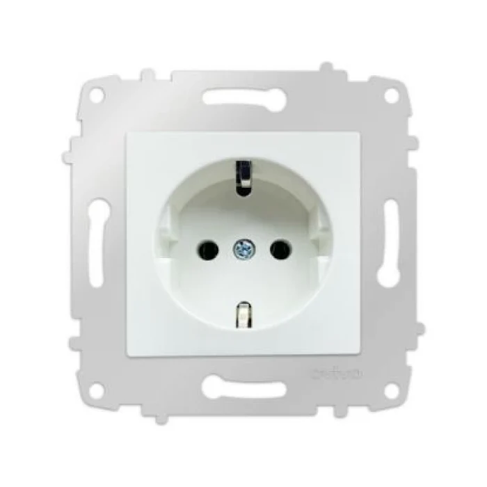 OVİVO BEYAZ TOPRAKLI PRİZ MODÜL + KAPAK (ÇERÇEVE HARİÇ)