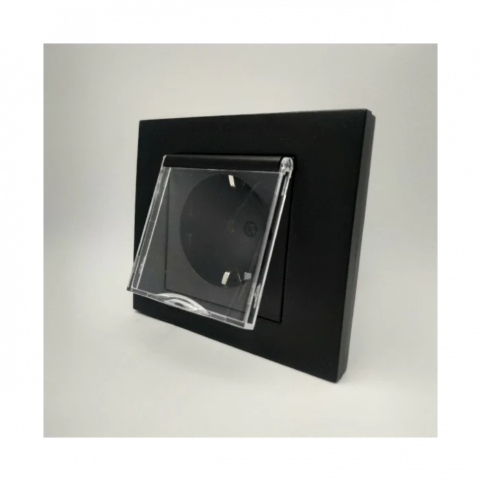 OVİVO SİYAH KAPAKLI TORAKLI PRİZ ÇERÇEVE HARİÇ