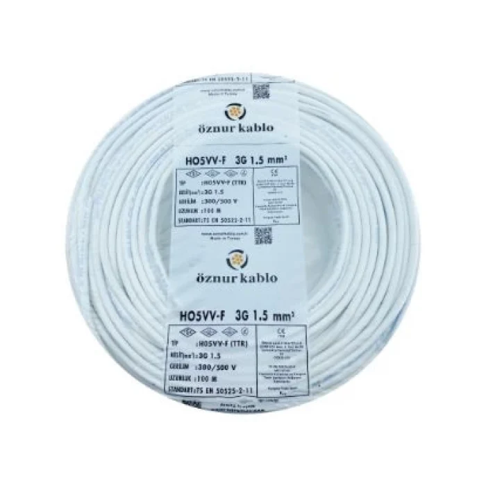 ÖZNUR 3X1,5 TTR KABLO - beyaz 100 metre 1TOP FİYATIDIR