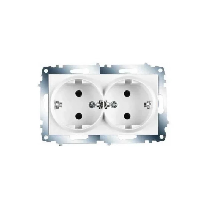 VİKO KARRE 2 Lİ TOPRAKLI PRİZ BEYAZ (ÇERÇEVE HARİÇ)