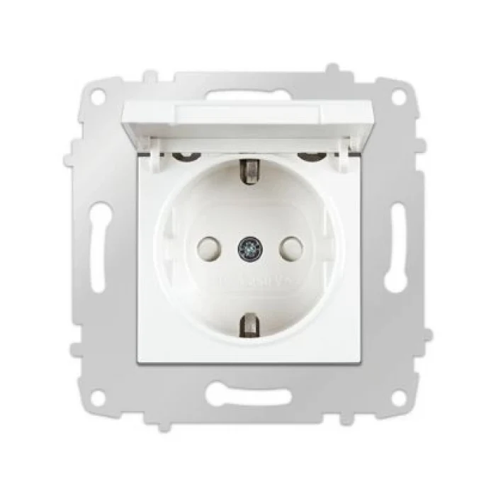 VİKO KARRE BEYAZ KAPAKLI TOPRAKLI PİRİZ (ÇERÇEVE HARİÇ)