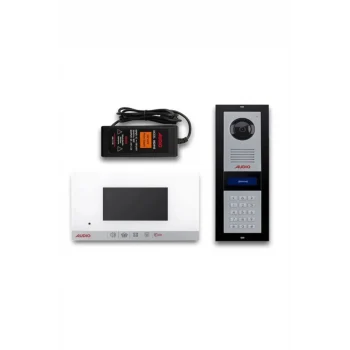 003002 AUDIO 21 Daire Görüntülü Diafon Paketi BEYAZ SLİM MEKANİK BUTONLU BEYAZ GÖVDE