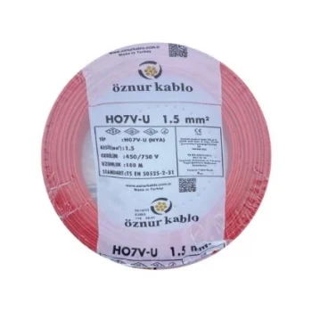 1,5 nya kablo kırmızı öznur kablo PAKET100 METRE OLARAK TEK PARÇA SATILMAKTADIR.