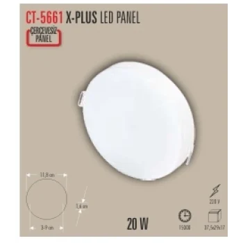 CATA CT-5661X-PLUS 20W LED PANEL 2 IŞIK SEÇENEĞİ BEYAZ 6400K&GÜNIŞIĞI 3200K