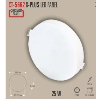 CATA CT-5662X-PLUS 25W LED PANEL 2 IŞIK SEÇENEĞİ BEYAZ 6400K&GÜNIŞIĞI 3200K