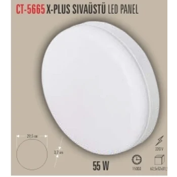 CT-5665-X-PLUS 55W SIVAÜSTÜ LED PANEL 2 IŞIK SEÇENEĞİ BEYAZ 6400K&GÜNIŞIĞI 3200K