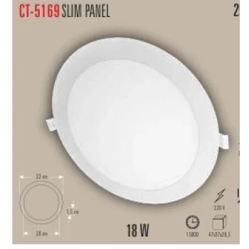 CT-5169 18 W SLIM PANEL 2 IŞIK SEÇENEĞİ BEYAZ 6400K&GÜNIŞIĞI 3200K