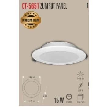 CT-5651 15W ZÜMRÜT PANEL 2 IŞIK SEÇENEĞİ BEYAZ 6400K&GÜNIŞIĞI 3200K