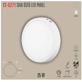 CT-5271 25W SIVA ÜSTÜ LED PANEL 2 IŞIK SEÇENEĞİ BEYAZ 6400K&GÜNIŞIĞI 3200K