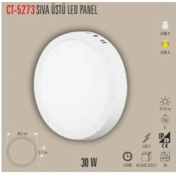 CATA 30W SIVA ÜSTÜ LED PANEL 2 IŞIK SEÇENEĞİ BEYAZ 6400K&GÜNIŞIĞI 3200K