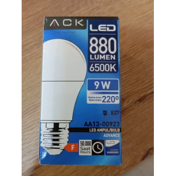 ACK 9 W 880 LUMEN 6500K BEYAZ LED AMPUL