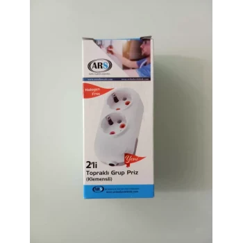 ARS 2 Lİ TOPRAKLI GRUP PRİZ KLEMENSLİ HALOJEN FREE