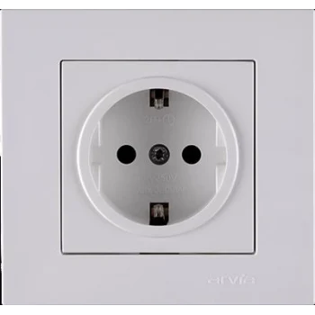 ARVİA KAREN BEYAZ TOPRAKLI PRİZ MDL+KPK ÇERÇEVESİZ