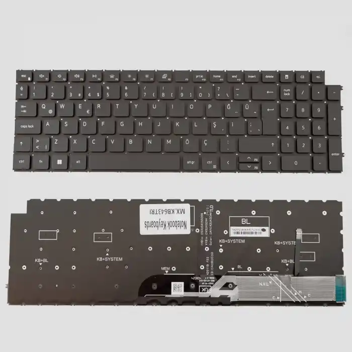 Dell Inspiron 3520 3521 Notebook Klavye Işıklı Siyah