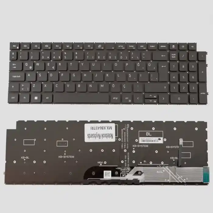 Dell Vostro 15 5620 Notebook Klavye Siyah Işıklı