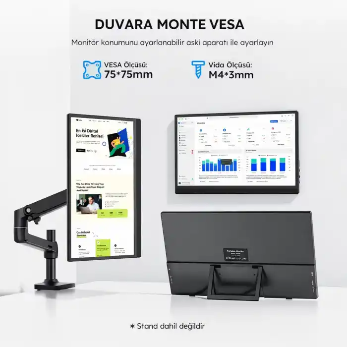 LineOn 15.6 Full HD 1080p IPS Portable Taşınabilir Monitör