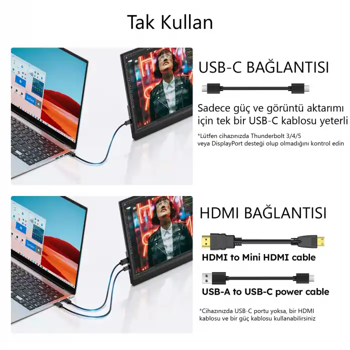 LineOn 15.6 Full HD 1080p IPS Portable Taşınabilir Monitör
