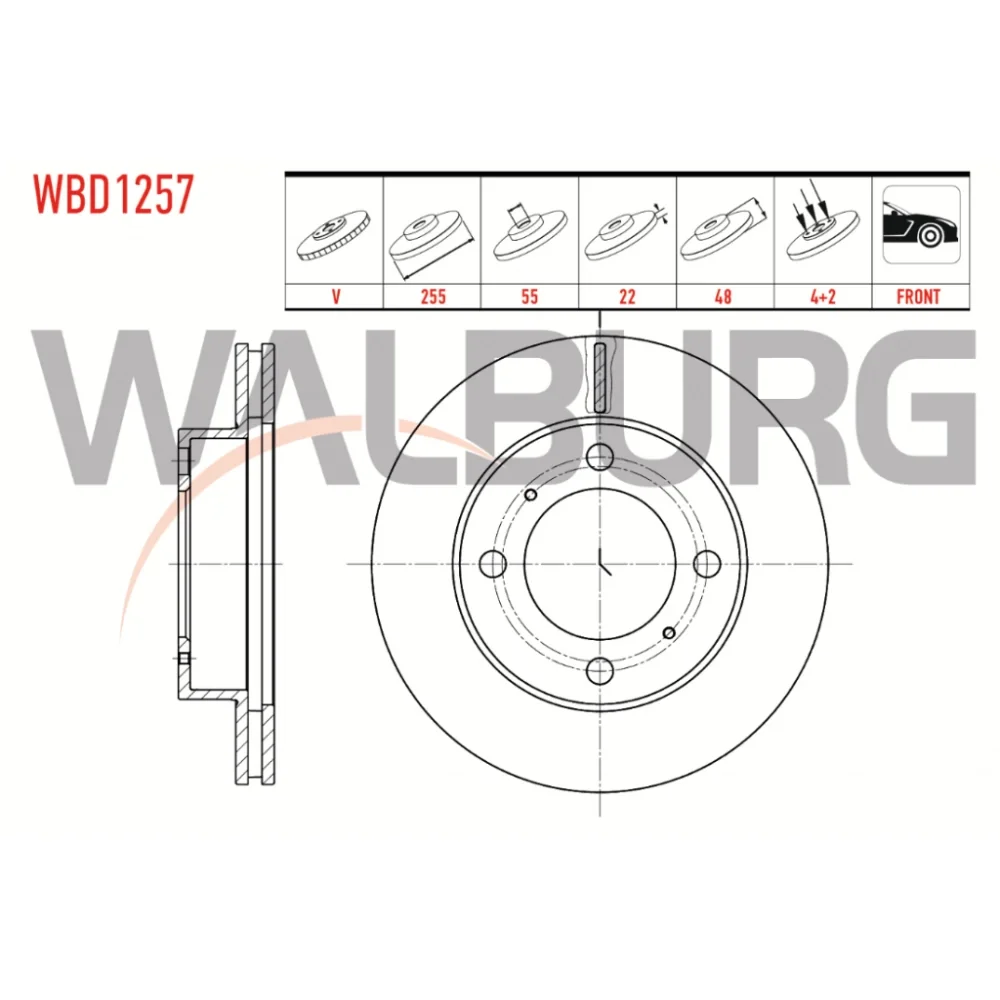 Toyota Corolla (E10) Ön Fren Diski 1.3i/1.6i 255mm 1992-1997