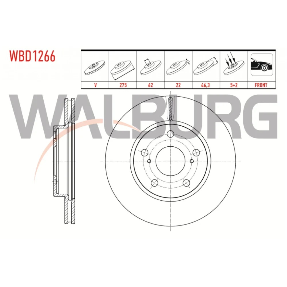 Toyota Corolla (E12) Ön Fren Diski 1.4 d/2.0 d 275mm 2002-2007