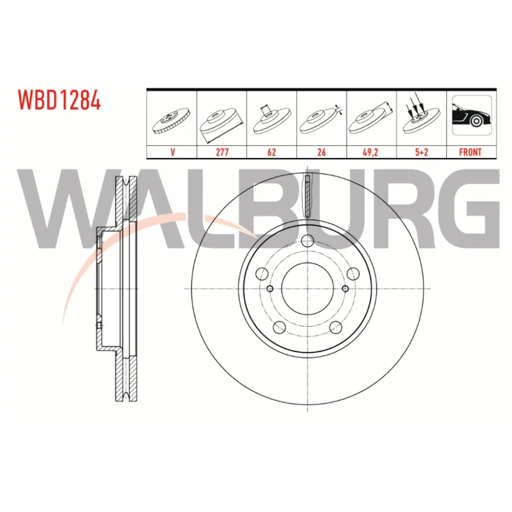 Toyota Corolla Ön Fren Diski 277mm 2012 Ve Sonrası