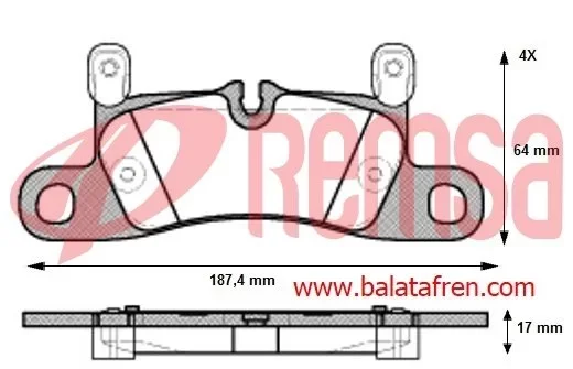 Remsa fren balata arka porsche cayenne 3.0 d 17.00mm 201