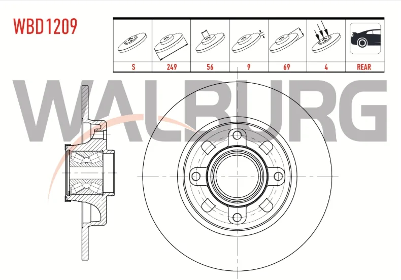 Peugeot 208 Arka Fren Diski 1.4/1.6/1.6 Hdi 2012 ve Sonrası 249M