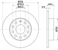 Caddy/Golf Jetta/Scirocco Arka Fren Disk 03--256mm