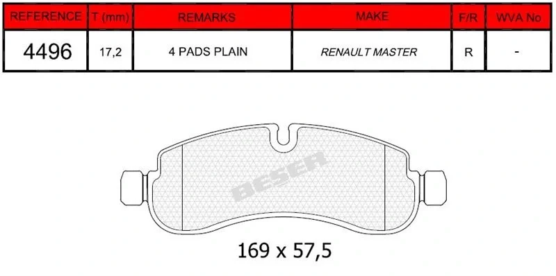 Renault Master IV 4 Arka Fren Balatası 2024-