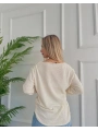 Kadın Açık Yaka Uzun Kol Triko Krem