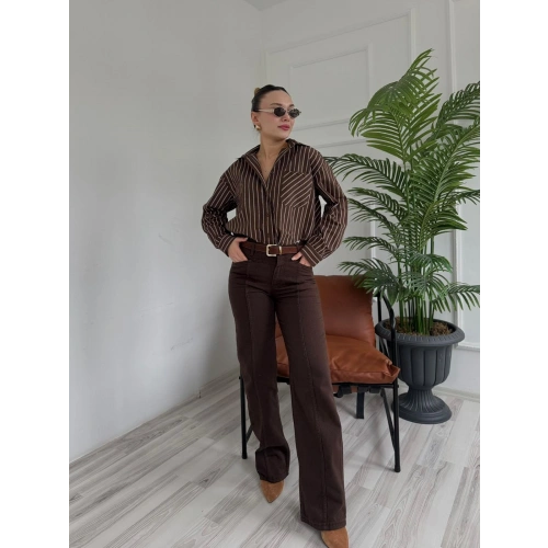 Kadın Kot Pantolon Kahve Rengi