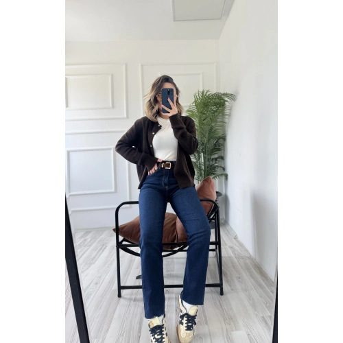 Kadın Kesik Paça Boyfit Lacivert