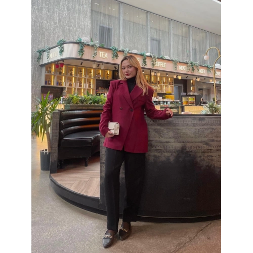 Kadın Kaşe Blazer Ceket Bordo