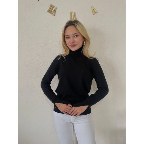 Kadın Boğazlı Kazak Siyah