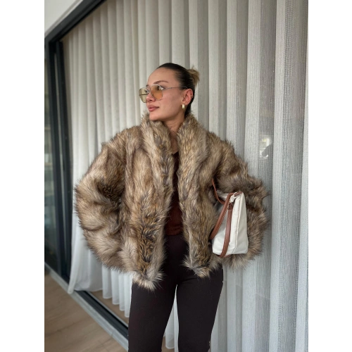 Kadın Kürk Mont Kahverengi