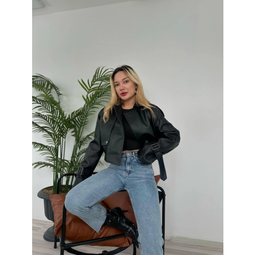 Kadın Deri Ceket Siyah