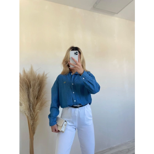 Kadın Kot Gömlek Mavi