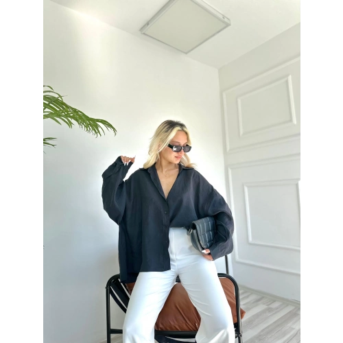 Kadın Oversize Gömlek Siyah