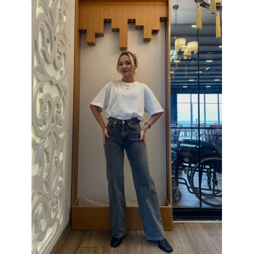 Kadın Palazzo Kot Pantolon Füme