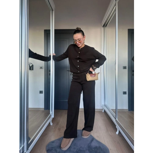 Kadın Triko Hırka Koyu Kahve