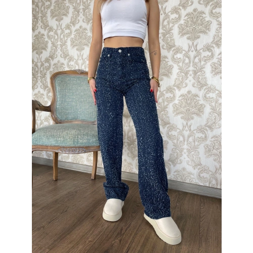 Kadın Troklu Straıght Pantolon Mavi