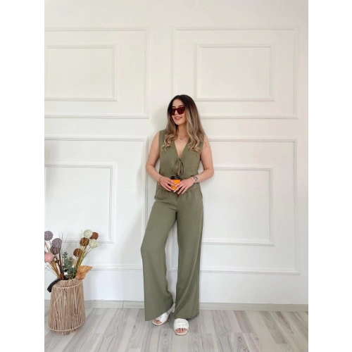 Kadın Yelek Ve Pantolon İkili Takım Haki