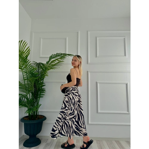 Kadın Zebra Desenli Etek Bej
