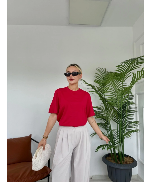 Kadın Basic Tshirt Kırmızı