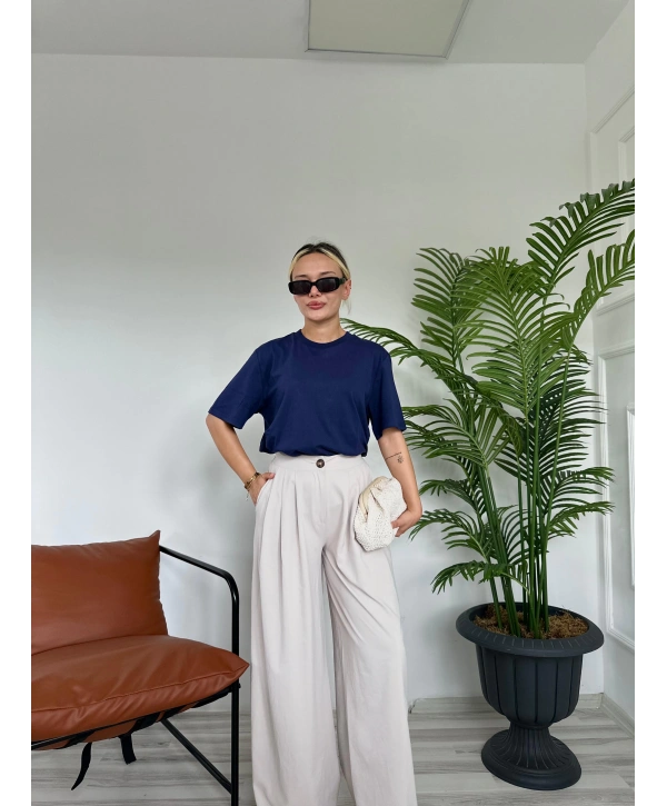 Kadın Basic Tshirt Lacivert
