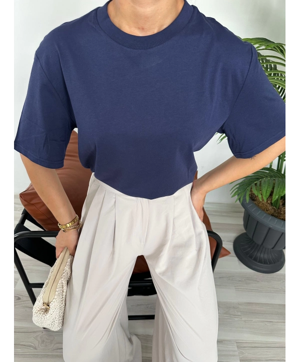 Kadın Basic Tshirt Lacivert