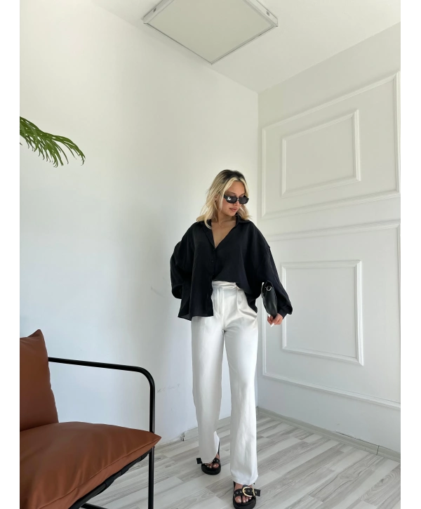 Kadın Oversize Gömlek Siyah