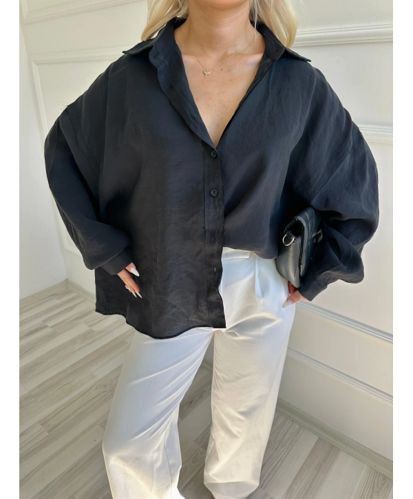Kadın Oversize Gömlek Siyah