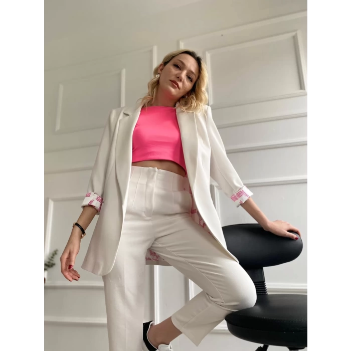 Kadın İçi Desenli Blazer Ceket