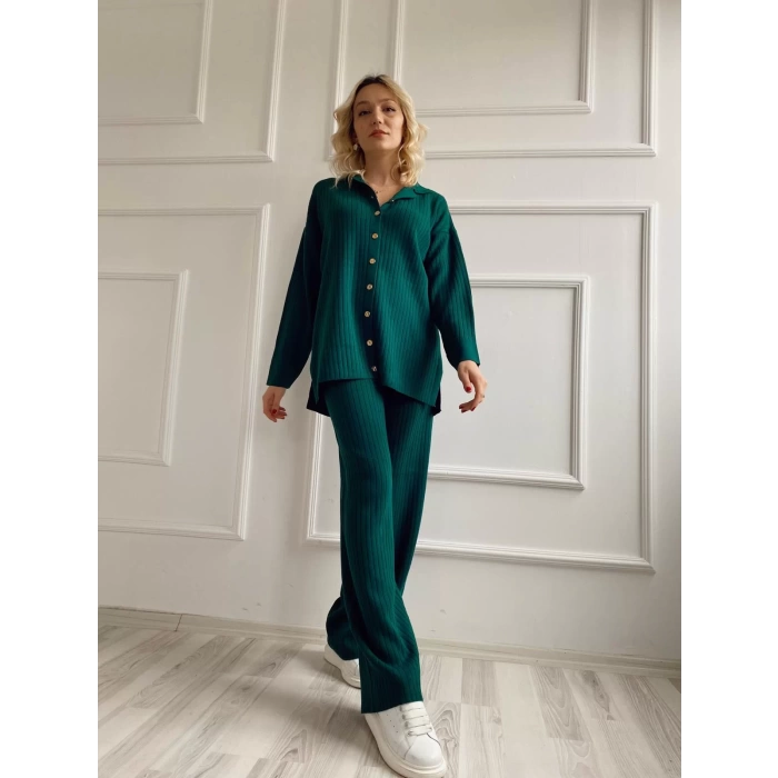 Kadın Polo Yaka Nefti Yeşili Takım