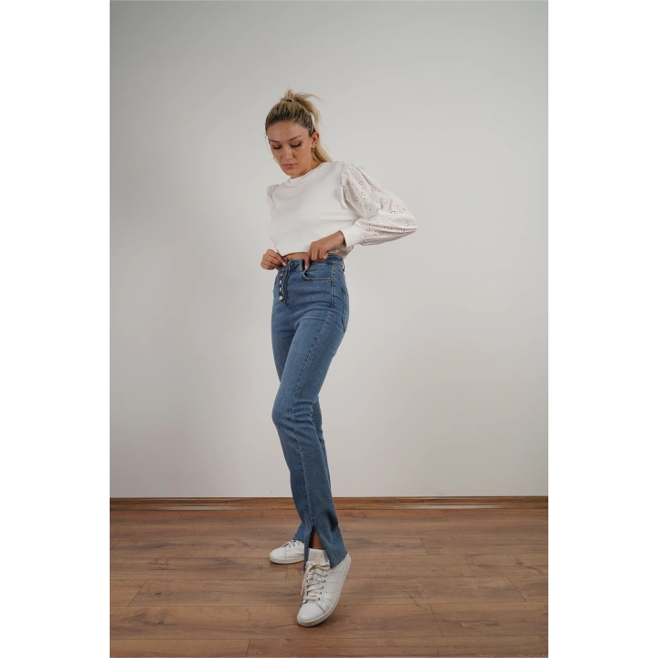 Kadın Fisto Detaylı Sweat Beyaz
